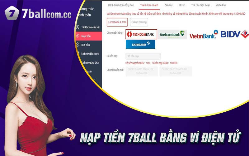 Nạp tiền 7Ball bằng ví điện tử